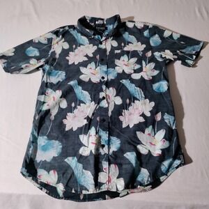 EZEKIEL Spring Dark Floral Button Down  Front Shirt Multicolor Sz L (Youth?